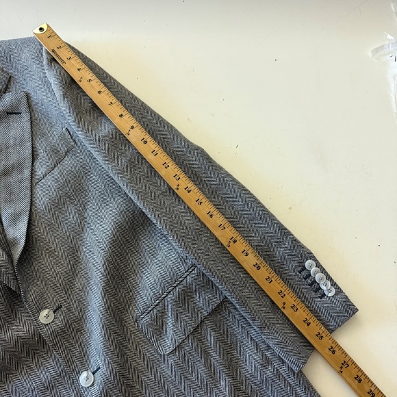 SuitSupply Marling & Evans Wool & Linen Gray Herringbone Blazer Suit Jacket 40R - Picture 7 of 10